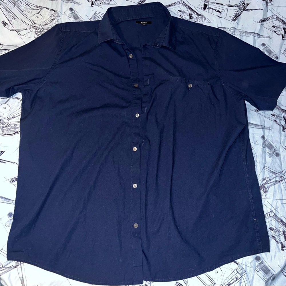 Alfani Dark Blue Casual Button Down Shirt - Picture 4 of 9